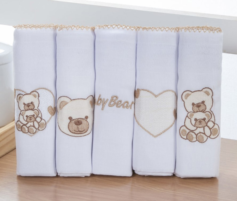 KIT FRALDA BORD C/5 ED BABY 70X70 MASC - BABY BEAR....7899942121477