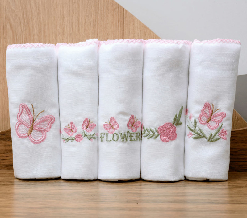 KIT FRALDA BORD C/5 ED BABY 70X70 FEM - FLORES....7892378021137