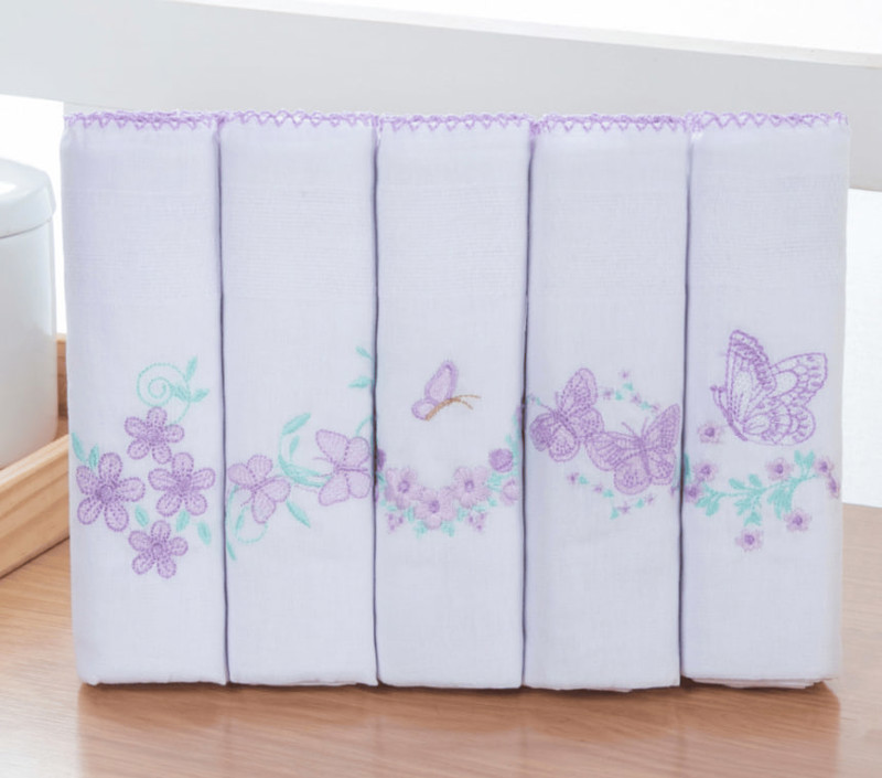 KIT FRALDA BORD C/5 ED BABY 70X70 FEM - BORBOLETA....7899451288180