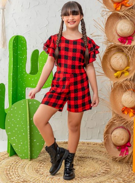 MACAQUITO XADREZ POLLY MAITE - VERMELHO = TAM.4....7890494529391