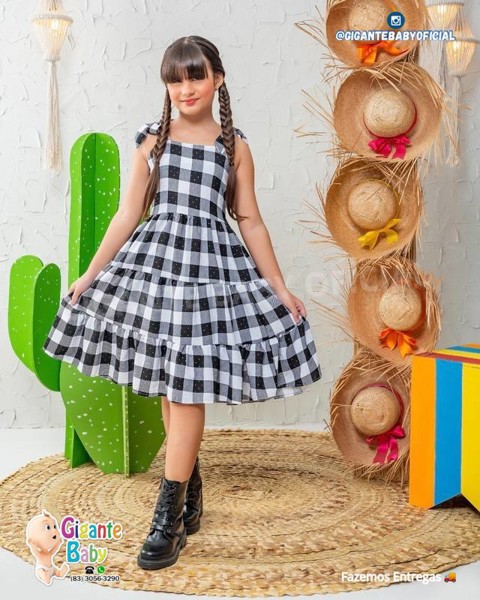 VESTIDO XADREZ POLLY LAIS - BRANCO = TAM.4....7892444125370