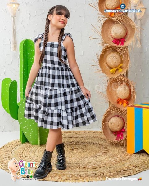 VESTIDO XADREZ POLLY LAIS - BRANCO = TAM.4....7892444125370