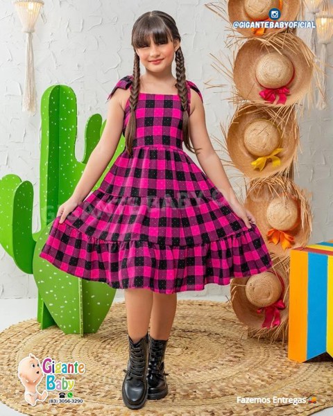 VESTIDO XADREZ POLLY LAIS - VERMELHO = TAM.4....7897599971353