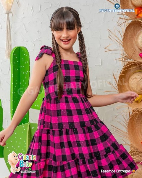 VESTIDO XADREZ POLLY LAIS - VERMELHO = TAM.4....7897599971353