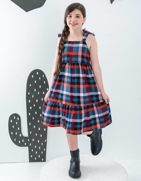 VESTIDO XADREZ INF LILI BEIJ ALÇA = VERDE - TAM-6....7890960107924