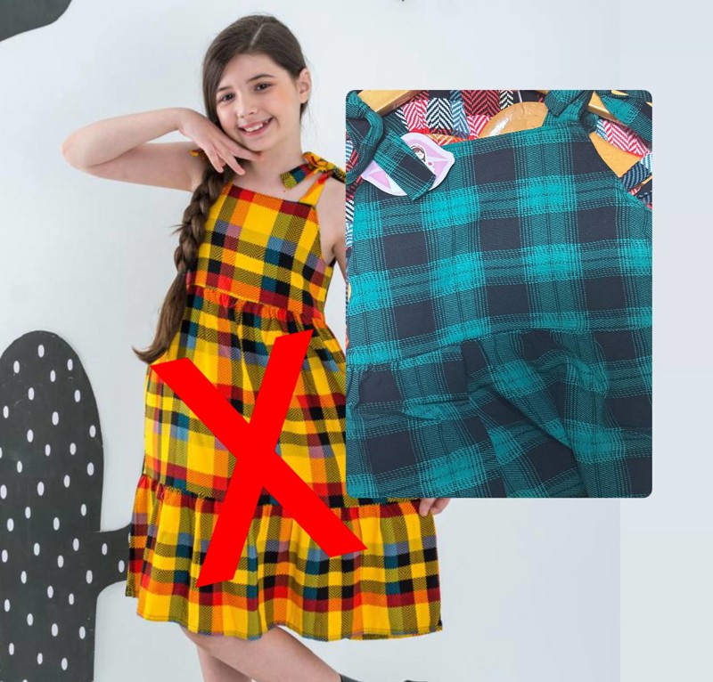 VESTIDO XADREZ INF LILI BEIJ ALÇA = VERDE - TAM-6....7890960107924