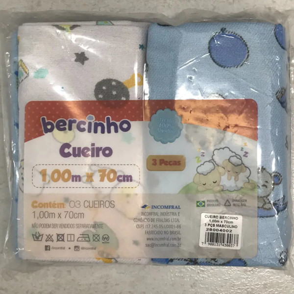 CUEIRO BERCINHO 1,00X70 EST C/3 FRANEL - MASC  28004....7908131430037