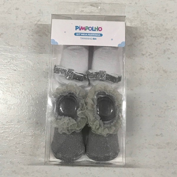 KIT MEIA PANTUFA PIMPOLHO FESTINHA C/2 PARES RN FEM - BR/PRA