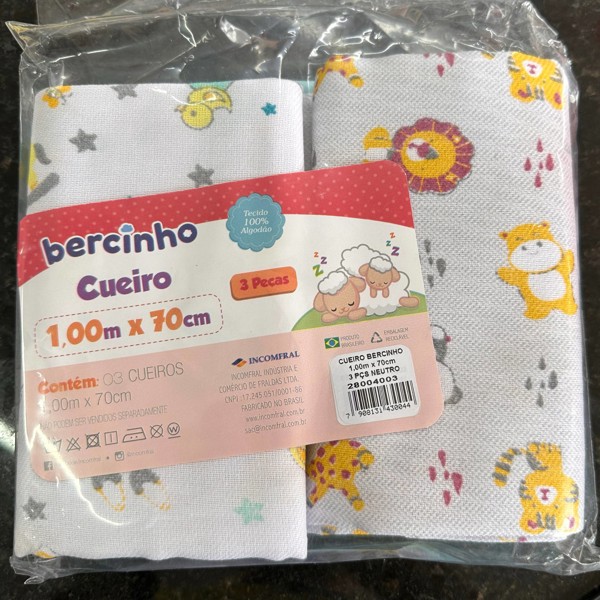 CUEIRO BERCINHO 1,00X70 EST C/3 FRANEL - NEUTRO  28004....7908131430044