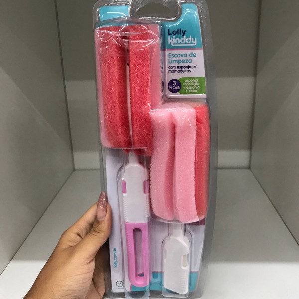 ESCOVA DE LIMPEZA C/ESPONJA LOLLY - ROSA...7896699014175