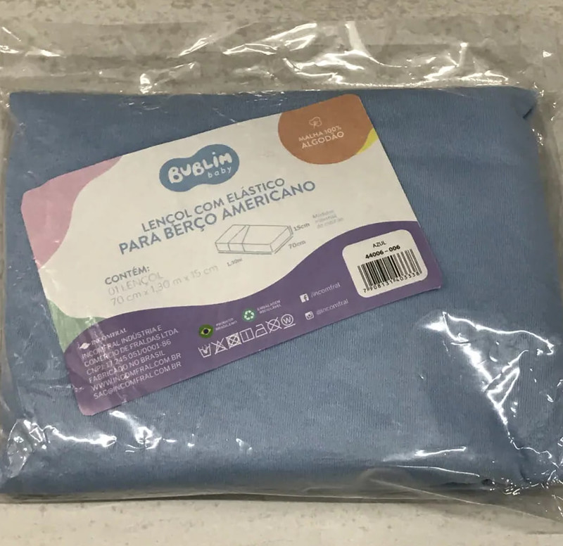 LENCOL C/ ELAST BUBLIM AMER LISO MALH 70X1.30 - AZUL  44006...7908131403338