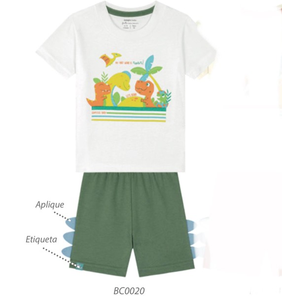 CONJ KAMYLUS MASC PMG DINOS - TAM.G = BRANCO  43782...7908925739513