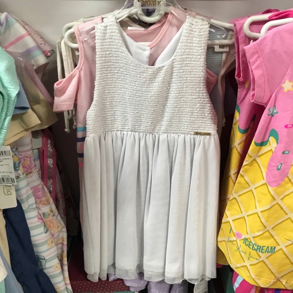 VESTIDO DING DANG FEM EM PAETÊ E TULE 3223 = BRANCO - TAM.3