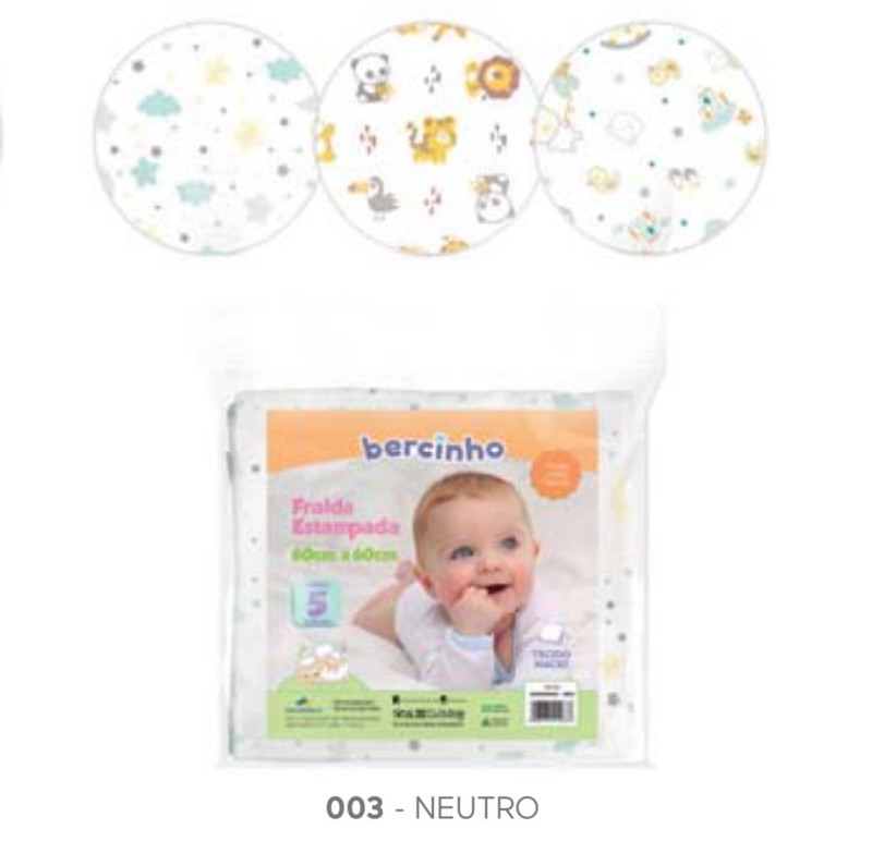 FRALDA BERCINHO EST 60X60 C/5 - NEUTRO  32001...7908131430075