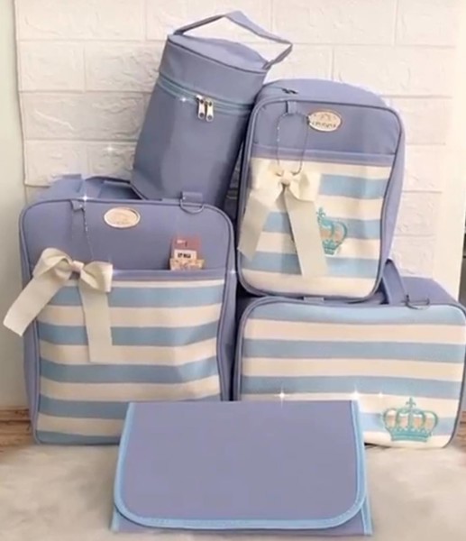KIT BOLSA CEU GUGU MALA 5PÇ LISTRA MASC - AZUL BEBE...7896369021694
