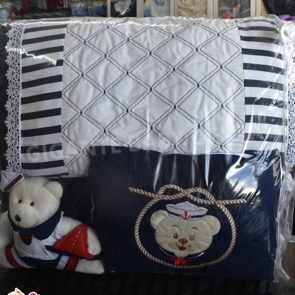 KIT BERÇO FAVO PREMIUM AMERICANO 7 PÇ MASC - URSO MARINHEIRO