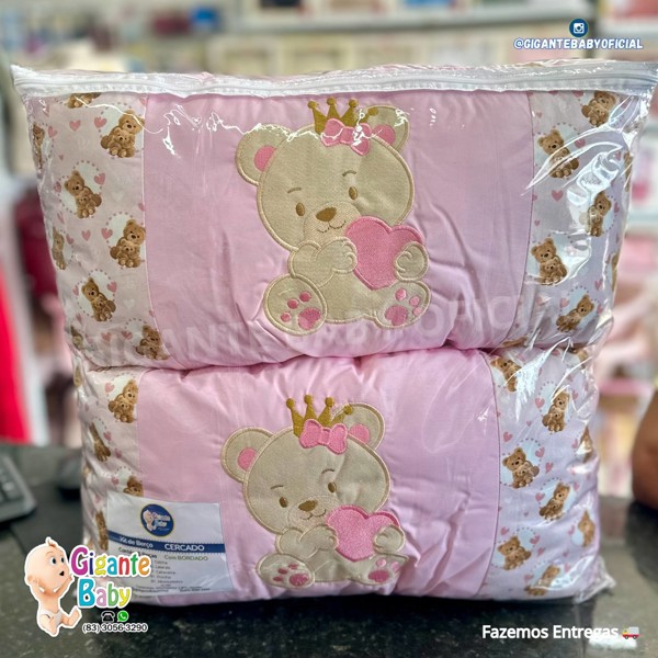 KIT BERÇO HGG CERCADO BORD 6 PÇ FEM - ROSA BB / URSA....79097820689309