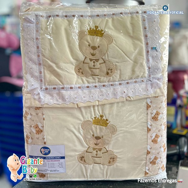 KIT BERÇO HGG AMER ROLINHOS SIMPL 9 PÇ MASC - BEGE / URSO....7895998219243