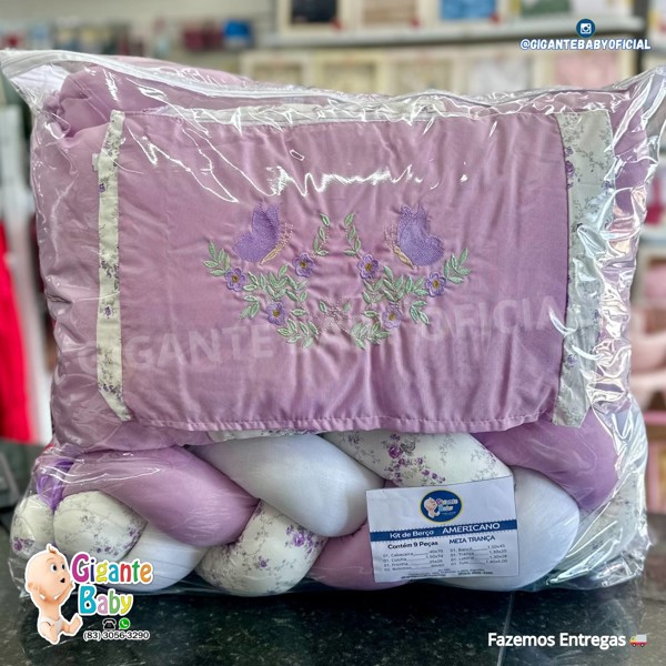 KIT BERÇO HGG AMER MEIA TRANÇA 9 PÇ FEM - LILAS / BORBOL FLORAL.....79097820689231