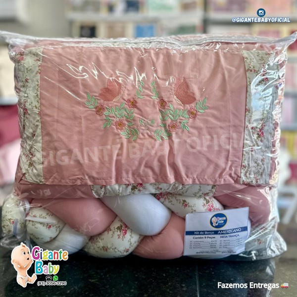 KIT BERÇO HGG AMER MEIA TRANÇA 9 PÇ FEM - ROSE / BORBOL FLORAL.....79097820689230