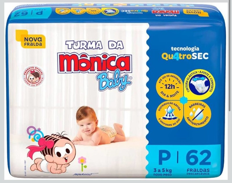 FRALDA DESC TURMA DA MONICA - TAM.P = 62 UND
