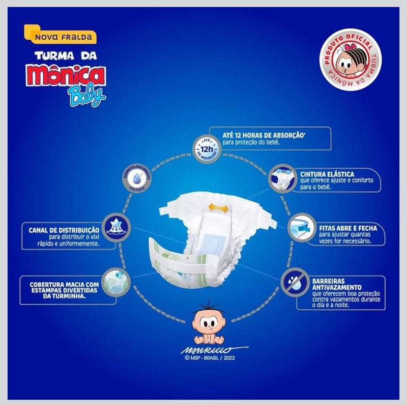 FRALDA DESC TURMA DA MONICA - TAM.P = 62 UND