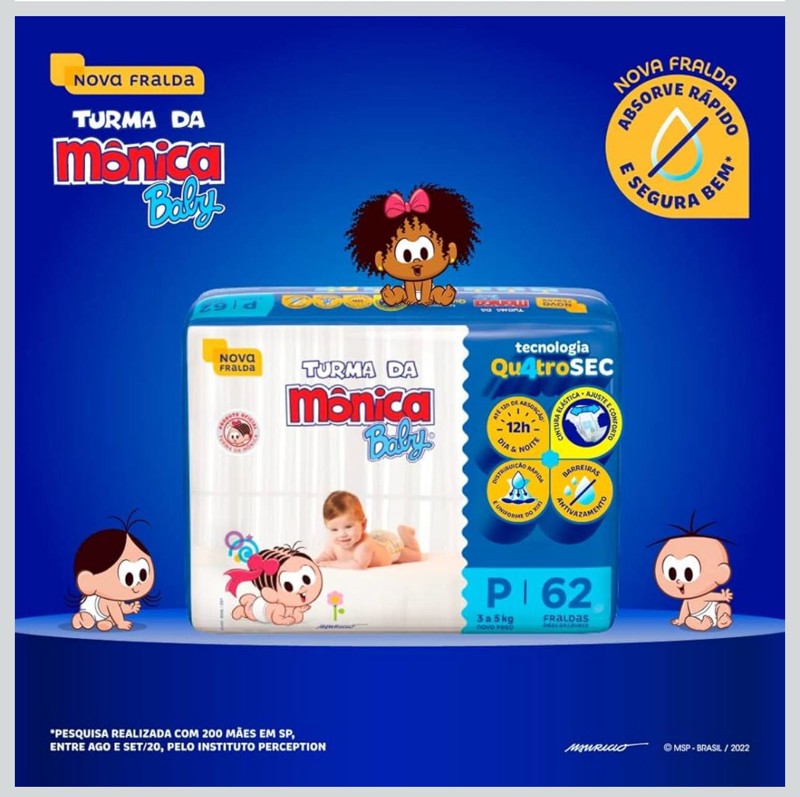 FRALDA DESC TURMA DA MONICA - TAM.P = 62 UND