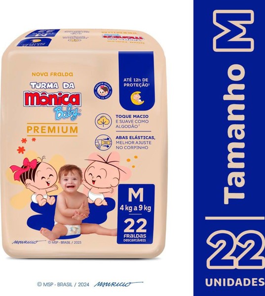FRALDA DESC TURMA DA MONICA PREMIUM - TAM.M = 22 UND