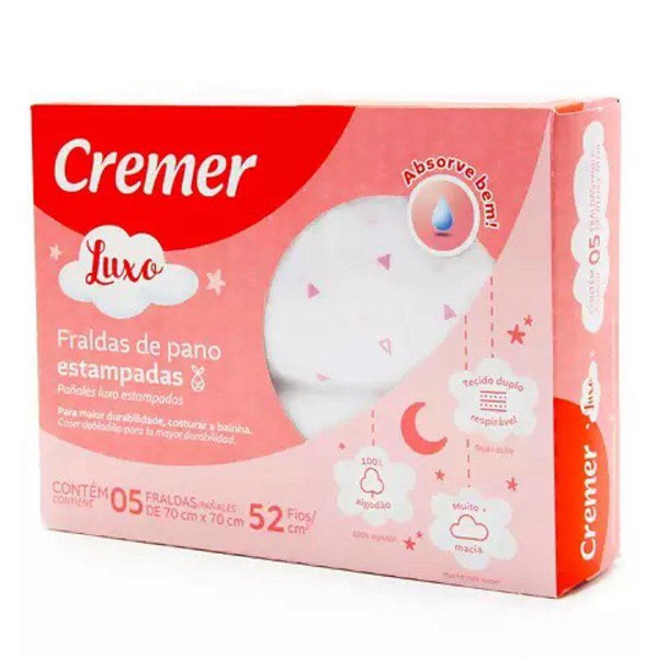 FRALDA CREMER LUXO C/5 70X68 ESTAMP - FEM...7891800332667