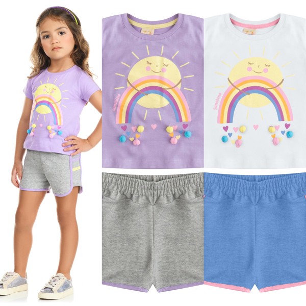 CONJ HRRADINHOS FEM 123 - ARCO IRIS POMPOM 14827....79097820689749