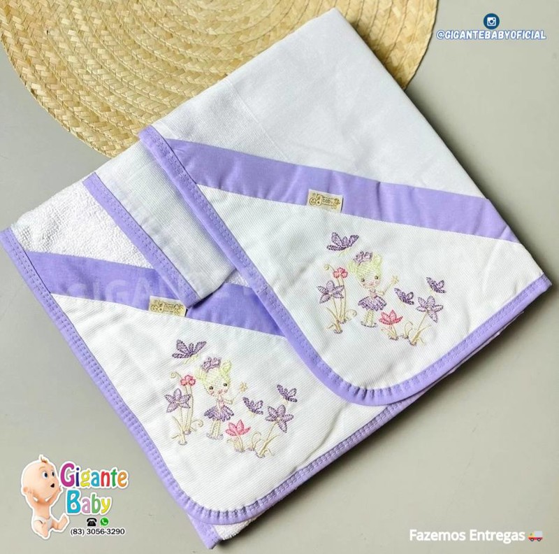JOGO DE TOALHA P/BANHO ED BABY C/3 FEM - BORBOLETA....7892793139394
