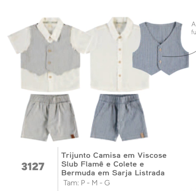 CONJ DING DANG BABY MASC  COLETE 3 PÇ SARJA 3127 - TAM.PMG....79097820690025
