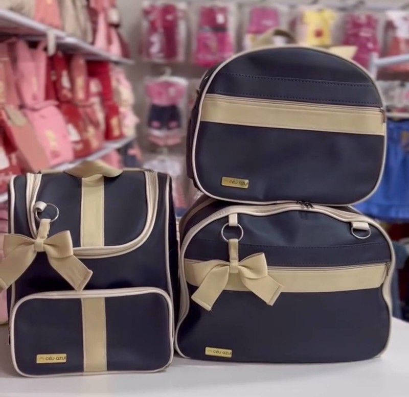 KIT BOLSAS SUPREME CEU AZUL 3PÇ 009 MASC - MARINHO + FIT/BEGE