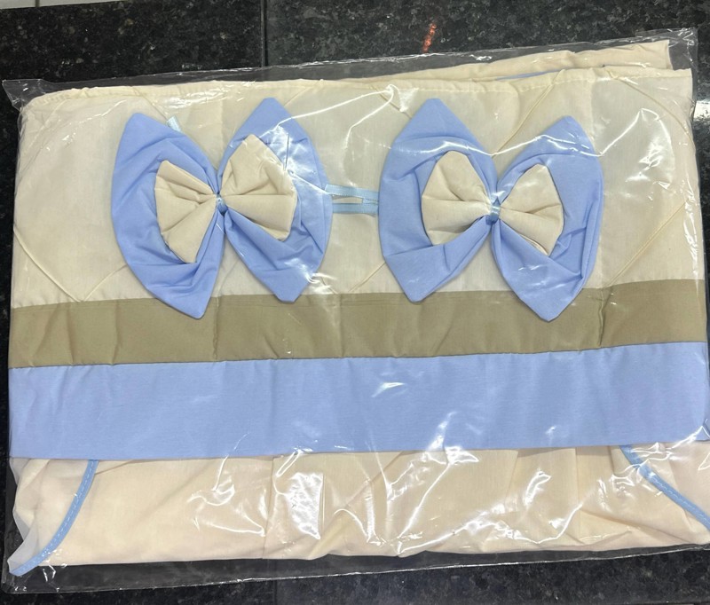 CORTINA HGG LISO MASC - AZUL BB C/ BEGE....7897373929297