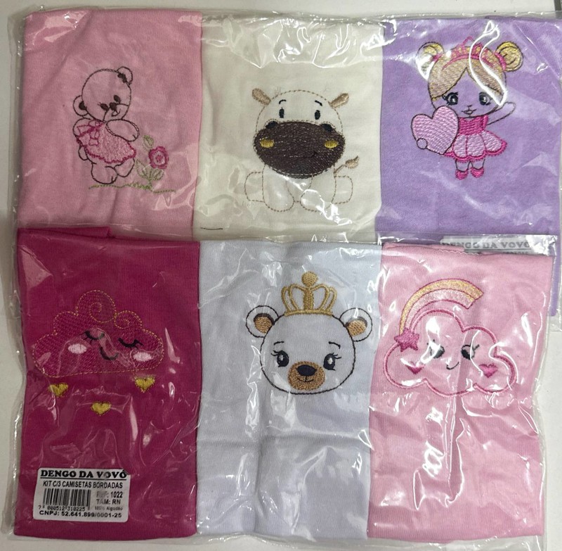 KIT CAMISETA C/3 BORD DENGO VOVO 1022 - FEM...7898471453769