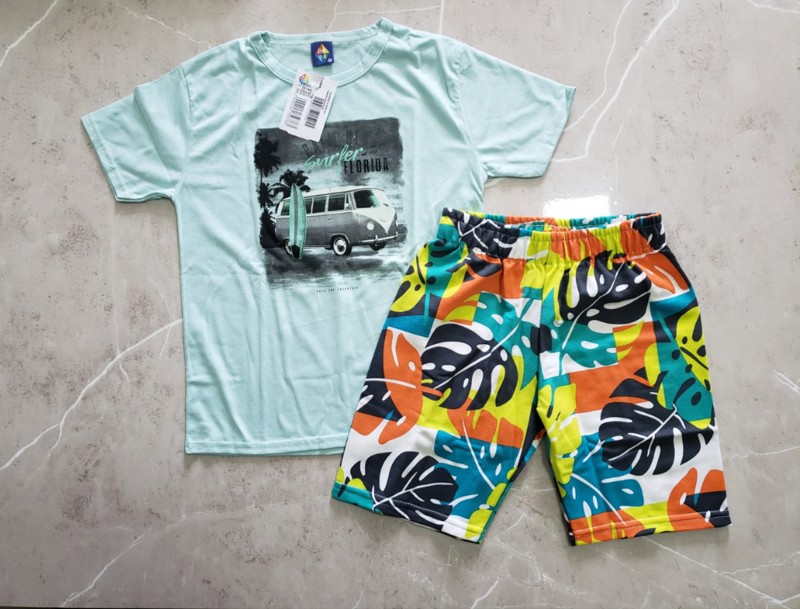 CONJ  INFANTIL MENINO CAMISETA ESTAMPA CARRO