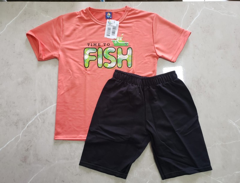 CONJ INFANTIL CAMISETA E BERMUDA TIME TO FISH