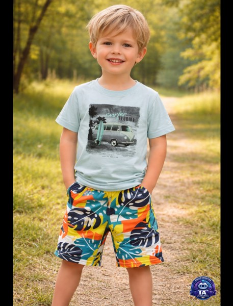 CONJ  INFANTIL MENINO CAMISETA ESTAMPA CARRO