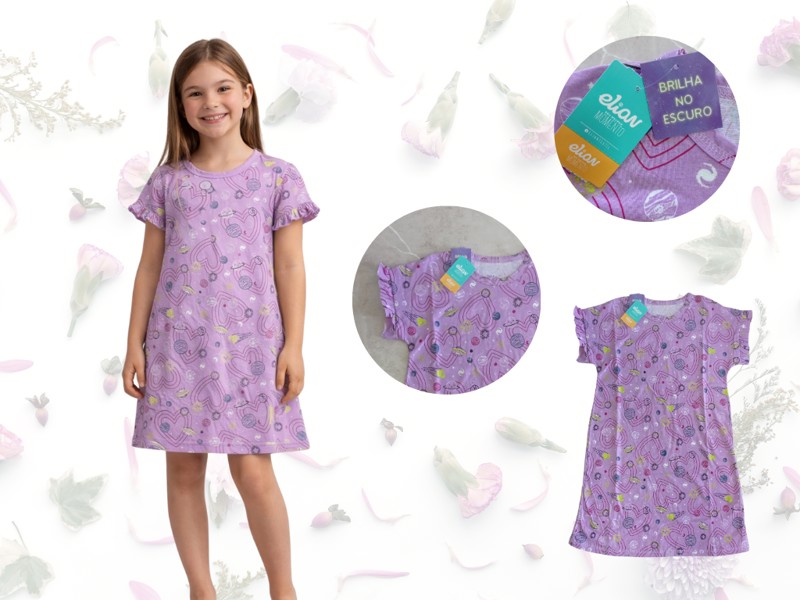 CAMISOLA  FEMININA LILÁS CORAÇÕES E PLANETAS