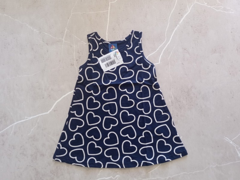 VESTIDO INFANTIL REGATA AZUL MARINHO ESTAMPA DE CORAÇÕES