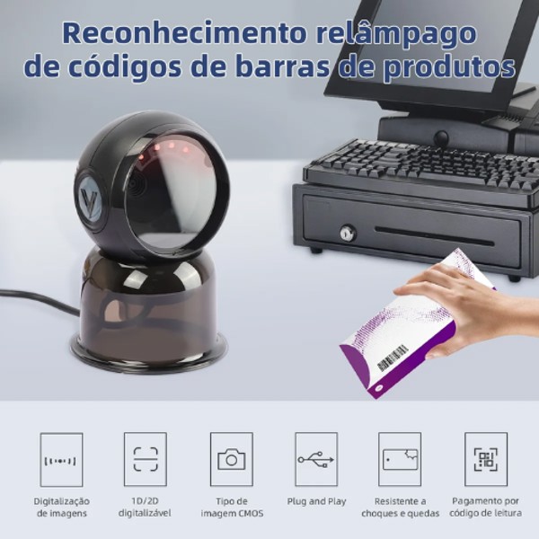 LEITOR DE CÓDIGO DE BARRAS FIXO 2D USB