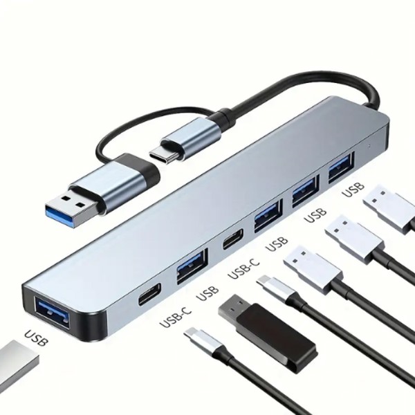 ADAPTADOR USB 7 E 1 3.0 EM ALUMÍNIO