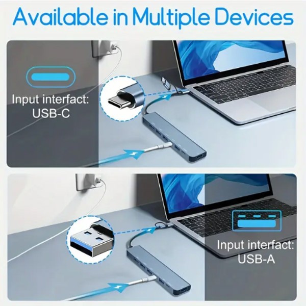 ADAPTADOR USB 7 E 1 3.0 EM ALUMÍNIO