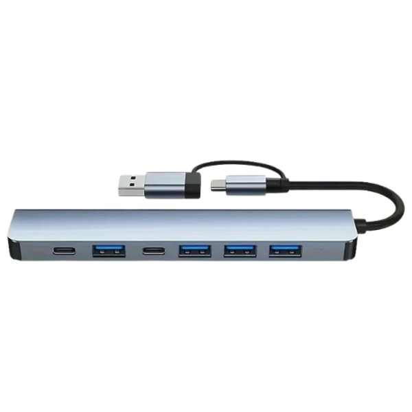 ADAPTADOR USB 7 E 1 3.0 EM ALUMÍNIO