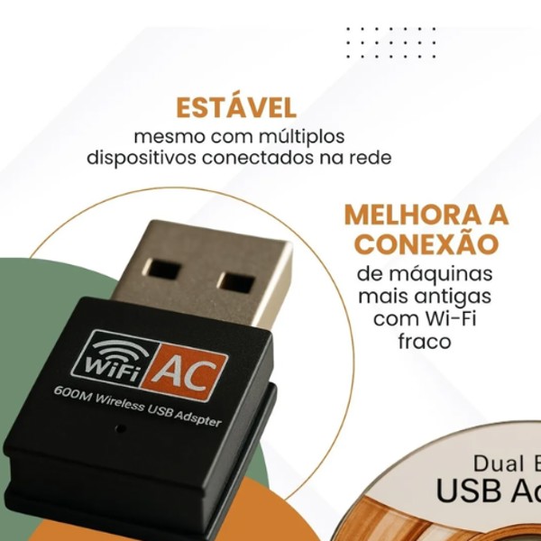 ADAPTADOR WIFI USB DUAL BAND USB 5ghz 2.4ghz Wireless