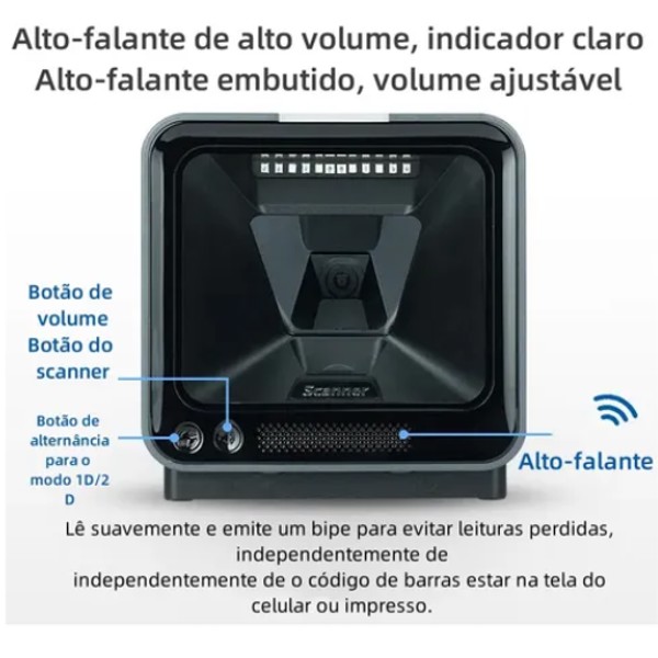LEITOR DE CÓDIGO DE BARRAS SCANNER QR 1d 2d Preto 5v USB