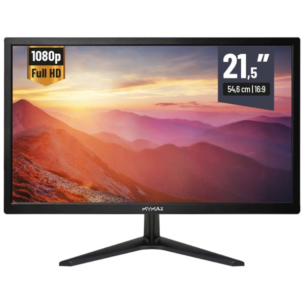 Monitor 21,5' Full HD LED, 60Hz, HDMI, VGA 100/240V MYMAX