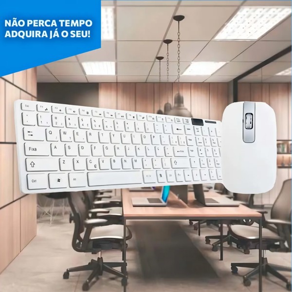 Kit Teclado e Mouse Sem Fio BK-S1000M BRANCO
