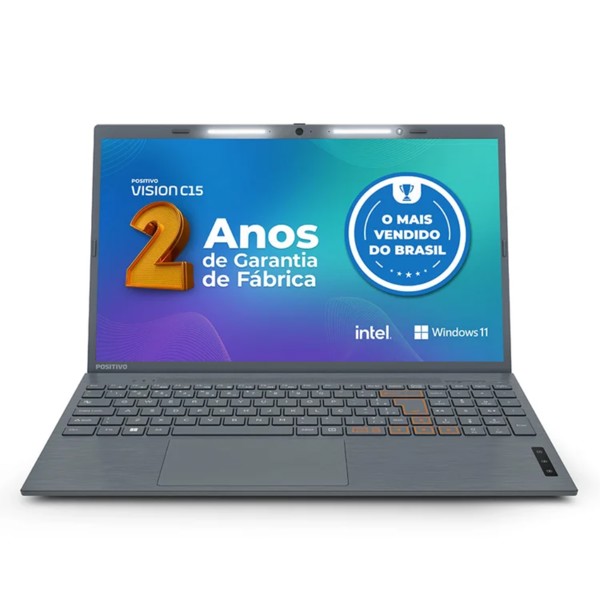 Notebook Positivo Vision C15 Intel® Pentium® Silver N5030 Windows 11 Home 4GB 128GB eMMC 15” HD Lumina Bar - Cinza