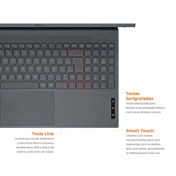Notebook Positivo Vision C15 Intel® Pentium® Silver N5030 Windows 11 Home 4GB 128GB eMMC 15” HD Lumina Bar - Cinza